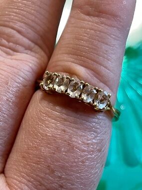 Chuck Clemency STS Sterling Silver Gold Vermeil Five Stone Quartz Size 8 Ring